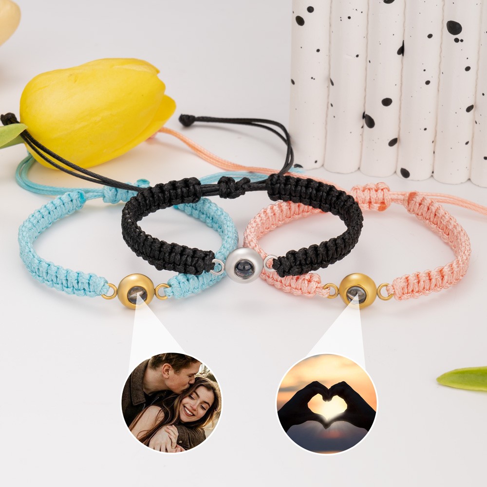 Bracelet à breloques personnalisé avec projection de photos commémoratives, idées cadeaux pour la Saint-Valentin